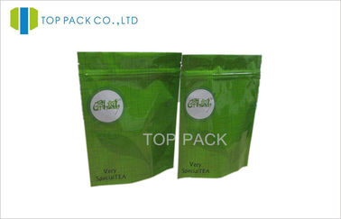 الأخضر البلاستيك الشاي الوقوف الحقائب 500 غرام مع لوح التقوية أسفل