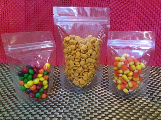 البلاستيك PE PET مغلفة واضح الوقوف الحقيبة 250G 300G 500G لالحلوى / مسحوق