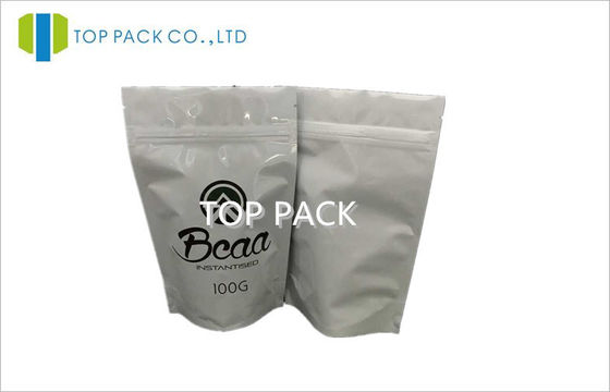 مسحوق البروتين AL / PE التعبئة العضوية ، الوقوف الحقيبة مع سحاب 100g / 150g