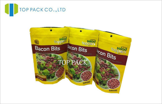 الأصفر MOPP / FOIL البلاستيك يقف الأغلاق الحقائب لطباعة بيكون الحفر الحفر