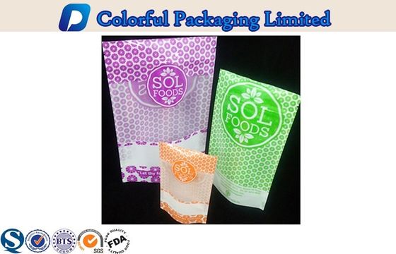 نافذة حلوى رقائق الألومنيوم الوقوف الحقيبة 50G / 100G / 250G زيبر الأعلى
